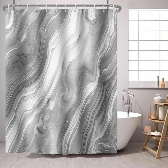 Grey Marble Shower Curtain Abstract Ombre Modern Fabric Bath Curtains Luxury Gray Shower Curtins Bathroom Accessories-36"W x 72"L (Pack of 1)