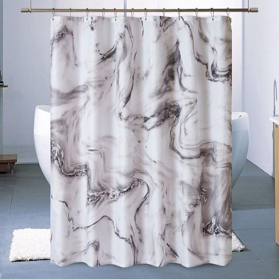 Grey Marble Shower Curtains for Bathroom, Abstract Marble Granite Cloth Fabric Shower Curtain Set with 12 Metal Hooks, Luxury Modern Waterproof Unique Bath Accessories, 72 x 84 Inch