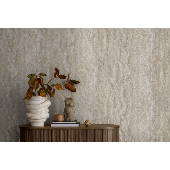 Grey Marble Striation Print Non Woven Non-Pasted Textured Wallpaper 57 Sq. Ft.