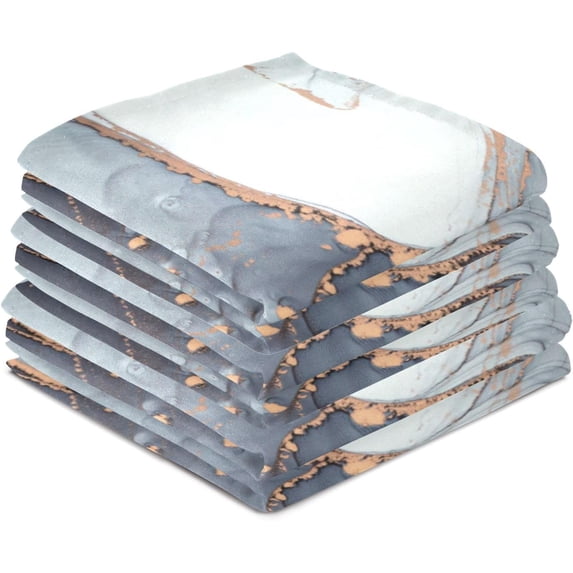 Grey Marble Swirl Golden Agate Kitchen Towel, Dish Towels Quick Drying Tea Towels Absorbent Hand Towels for Kitchen Sink Dinner Table 28 x 18 Inches, Set of 6