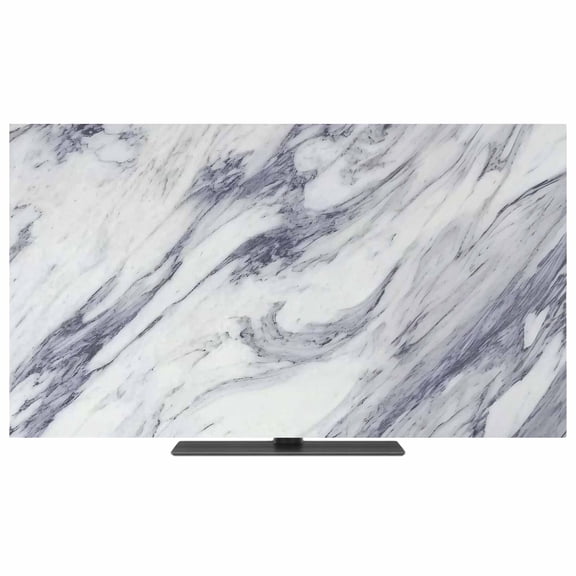 Grey Marble TV Dust Cover, Stretchable TV Screen Desktop Computer Protector Cover, Abstract Minimalist Modern Art Television Dustproof Slipcover Indoor Outdoor for 70–75 Inch Flat or Curved TVs