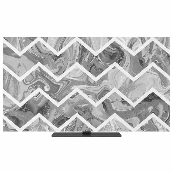 Grey Marble TV Dust Cover,Stretchable TV Screen Desktop Computer Protector Cover,Modern Abstract Art Aesthetics Geometric Television Dustproof Slipcover for 70–75 Inch Flat or Curved TVs
