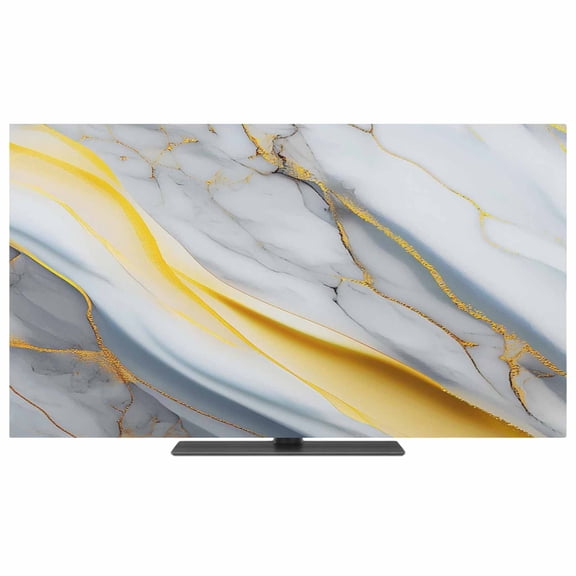 Grey Marble TV Dust Cover,Stretchable TV Screen Desktop Computer Protector Cover,Modern Abstract Gold Ombre Aesthetic Art Television Dustproof Slipcover for 19–24 Inch Flat or Curved TVs