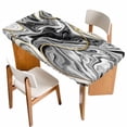 thumbnail image 1 of Grey Marble Table Cloths for 5 Foot Rectangle Tables, Modern Abstract Art Ink Painting Patio Waterproof Elastic Fitted Tablecloths, Washable Rectangular Table Cover for Camping, 1 of 8