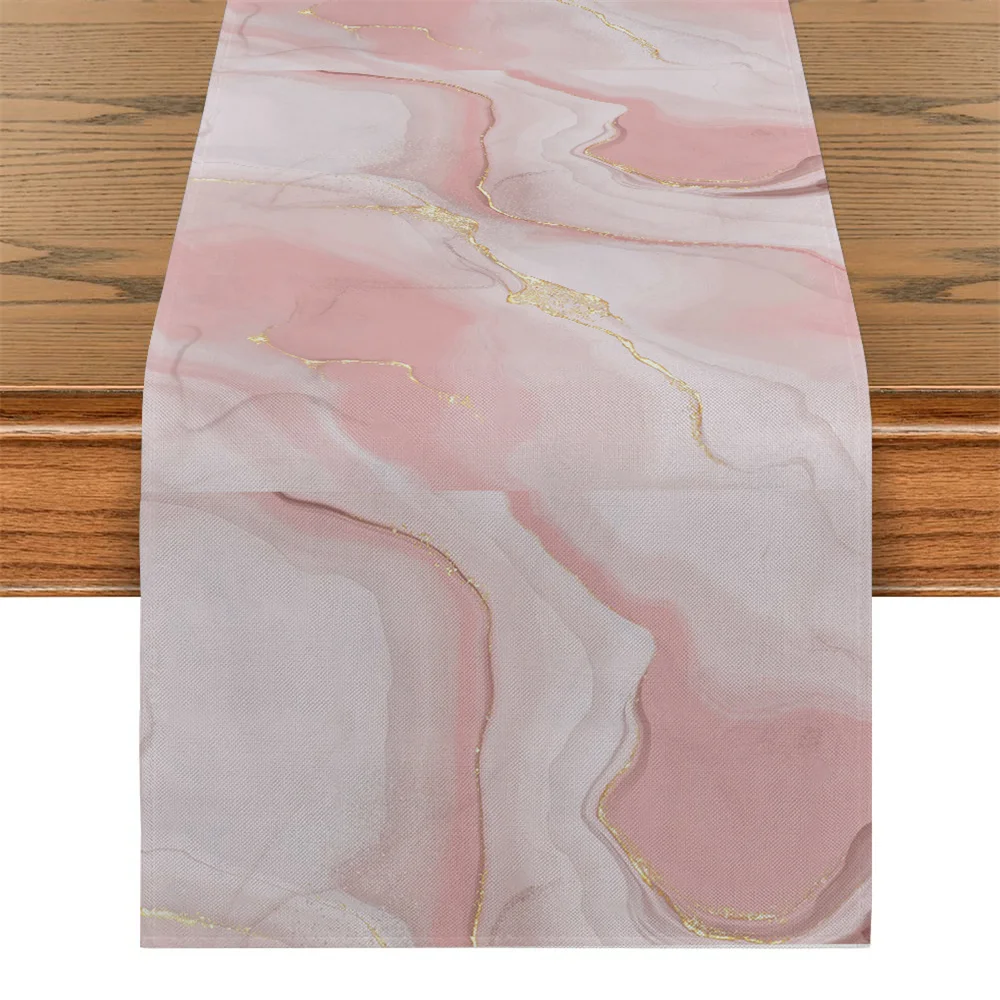 Grey Marble Table Runners Pink Champagne Gold Textured Table Runner ...
