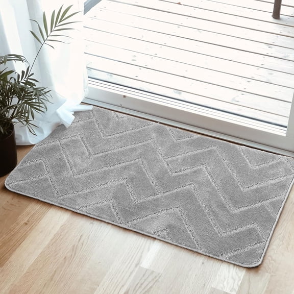 Grey Mats for Front Door Entry Front Porch Doormat Non-Slip Carpet Rugs Floor Mat Decorative for Home Bathroom Kitchen Indoor 18x30 Inch