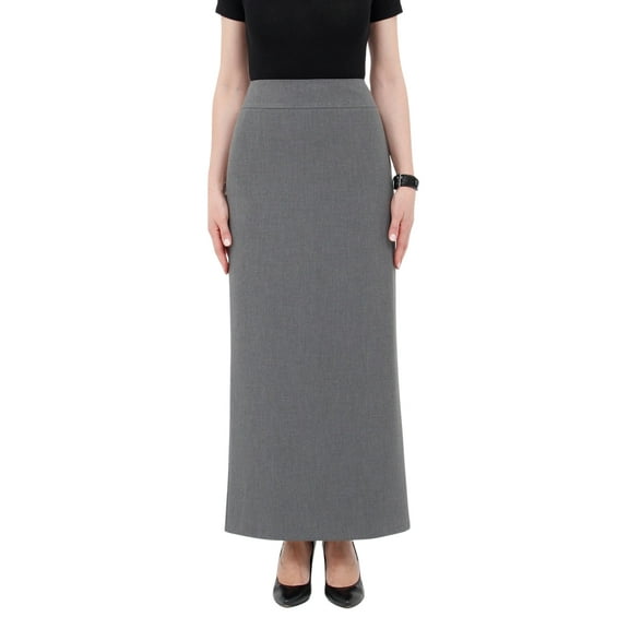 Grey Maxi Back Slitted Pencil Skirt