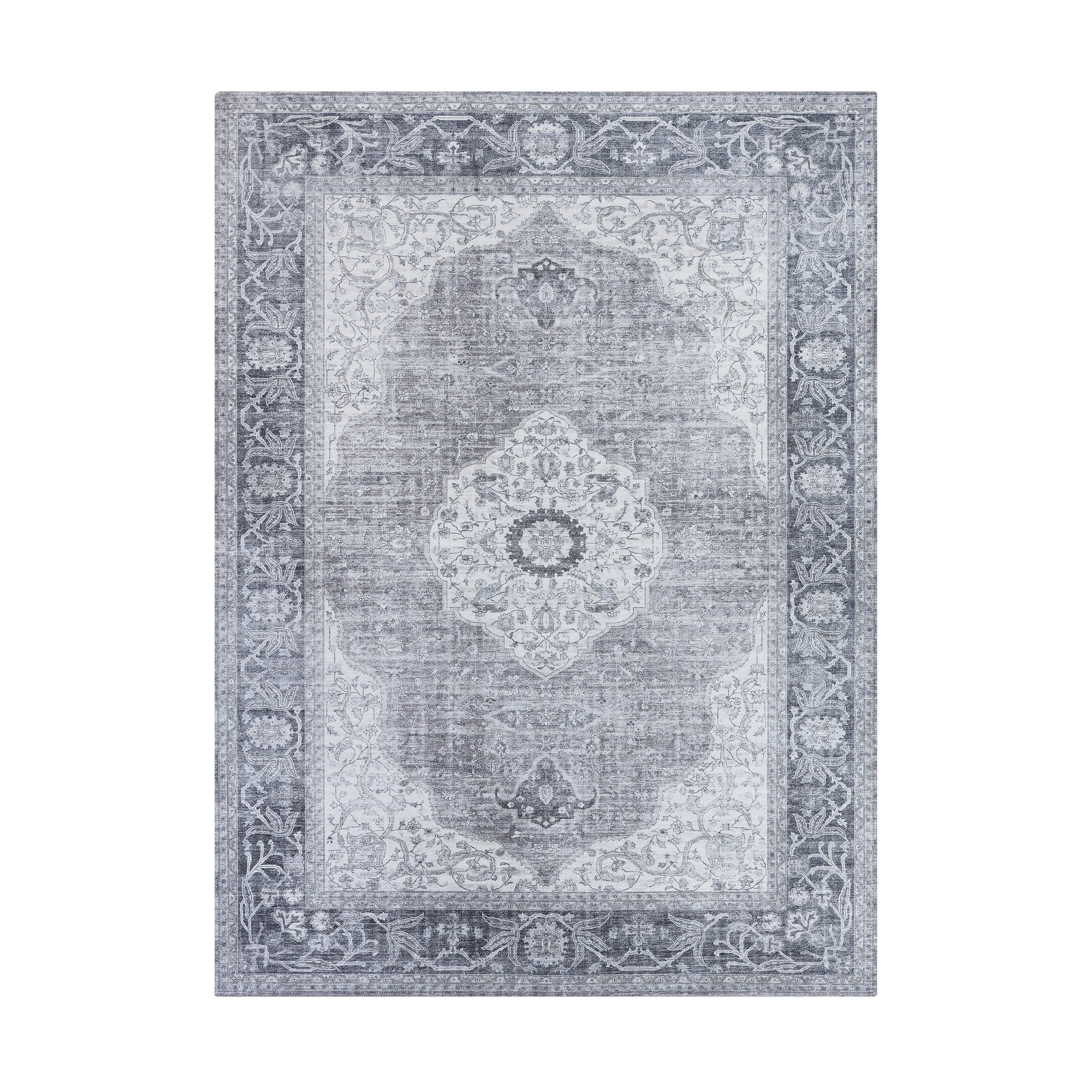 Grey Medallion Area Rug, 8' x 11'