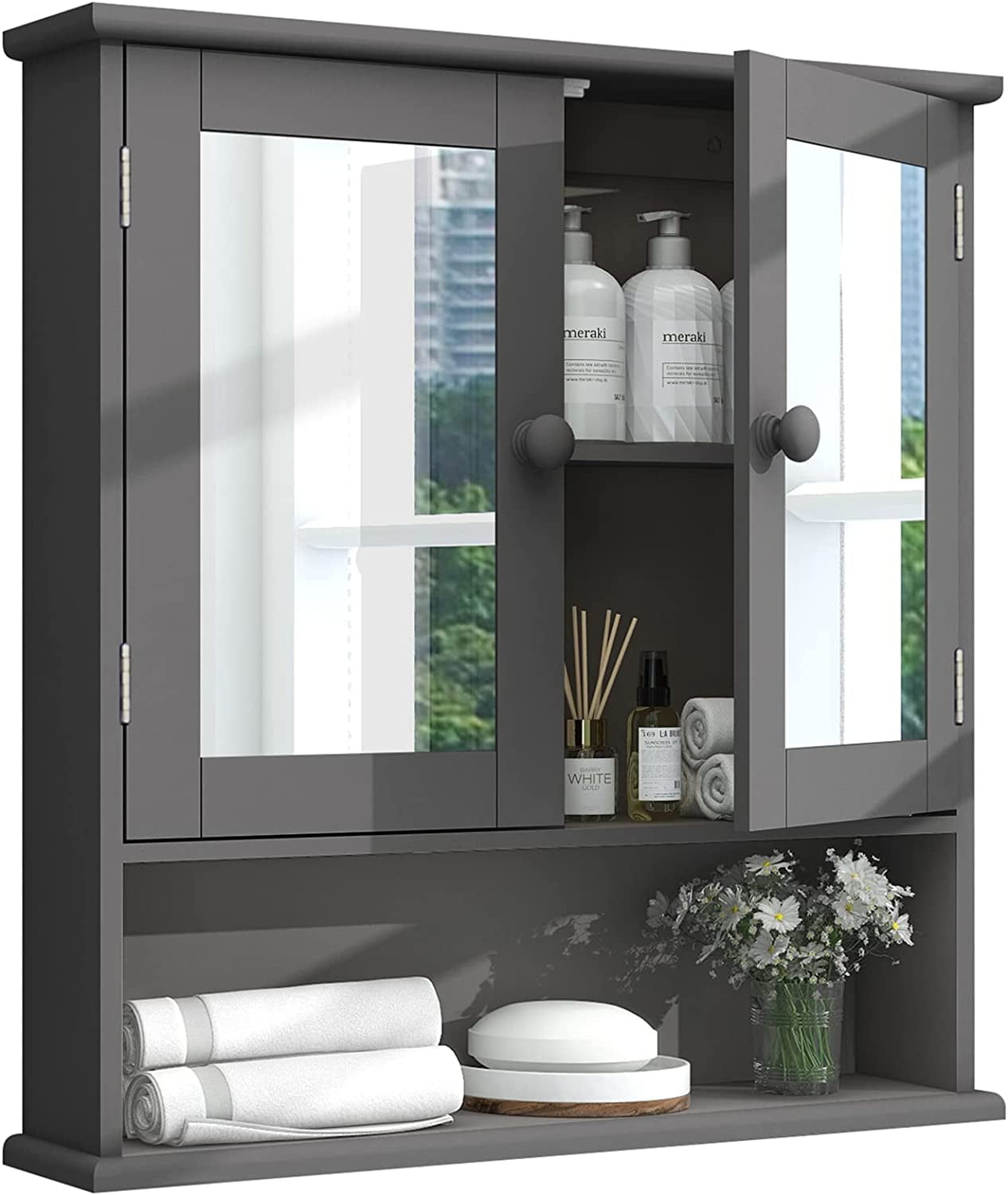 Grey Medicine Cabinet,Medicine Cabinets for Bathroom with Mirror 2 ...
