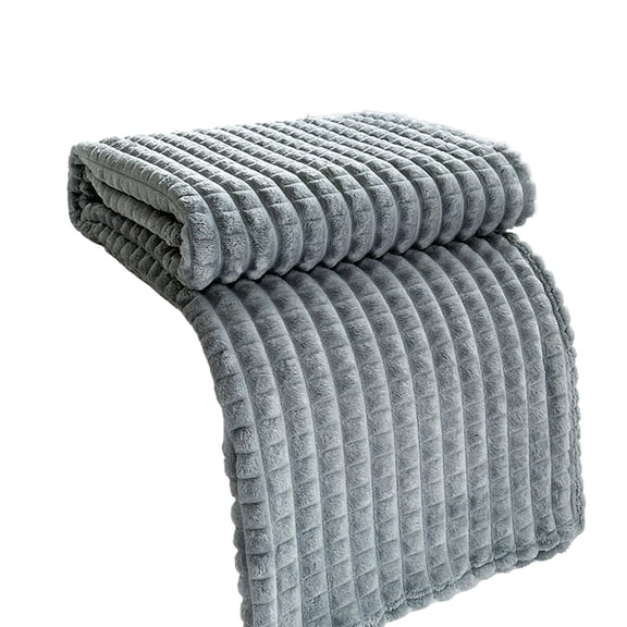 Grey Medium Fleece Throw Blanket For Couch With Soft Warm Fluffy Design Material For Home Decor And Giftable Use, 40X28X0.2In 1.5Lb