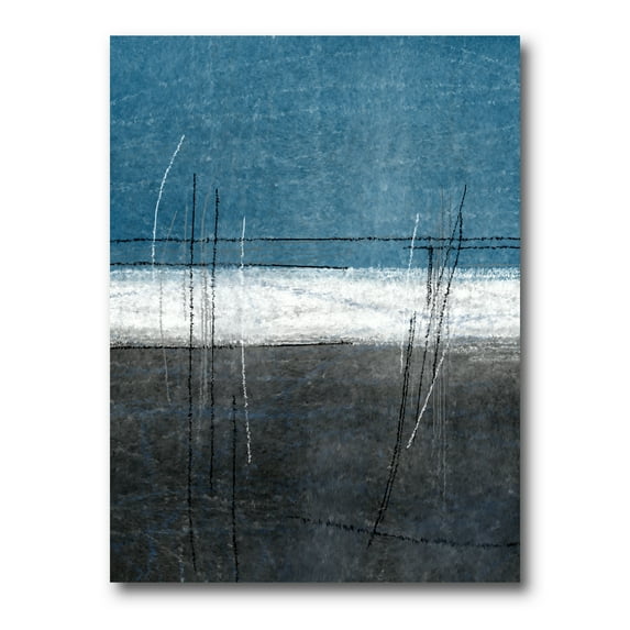 Grey Meet Teal Abstract Art 8 in x 12 in Painting Canvas Art Print, by Designart