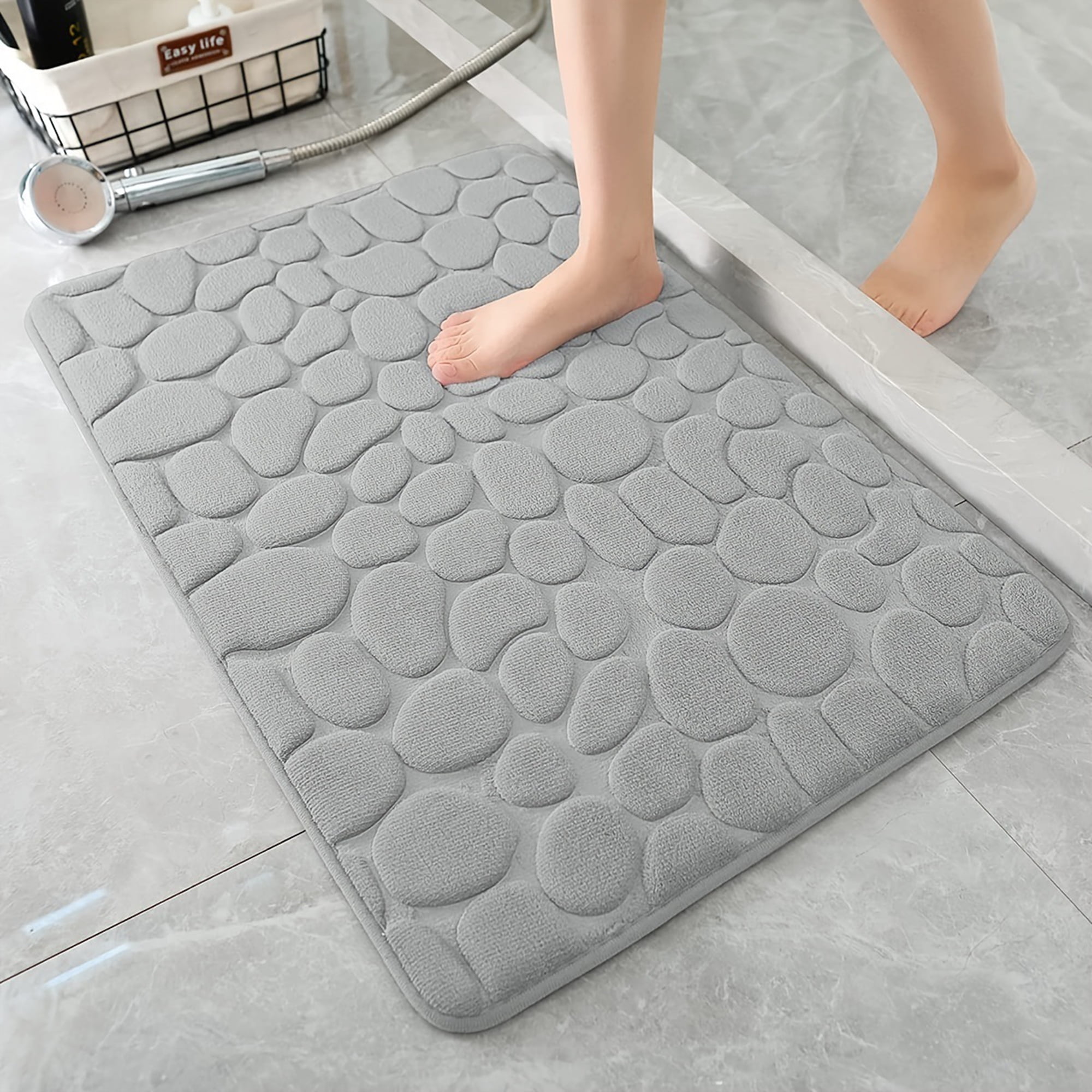 Grey Memory Foam Bath Mat 16*24 Inches Bath Rugs,Machine Washable, PVC NonSlip, Super Water