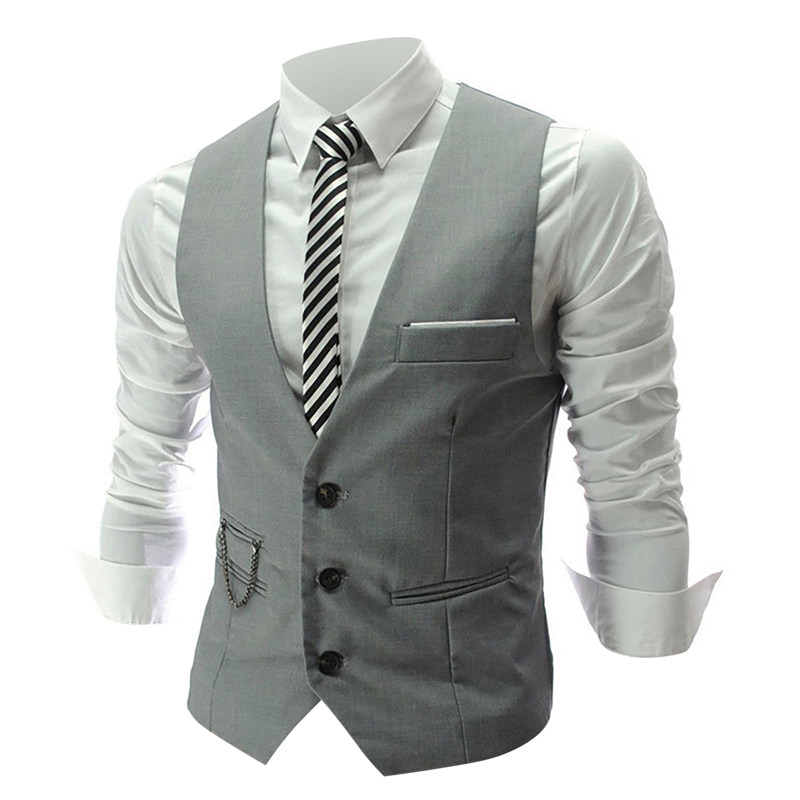 Business Men 4 Buttons V-Neck Sleeveless Waistcoat Slim Fit