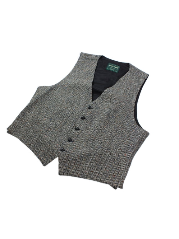 Grey Men's Full Back Wool Tweed Vest from Ireland