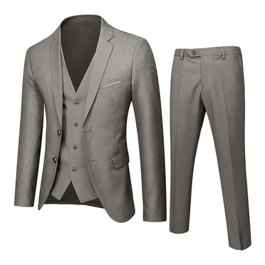 Men’s Suit Slim 3 Piece Suit Business Wedding Party Jacket Vest & Pants ...