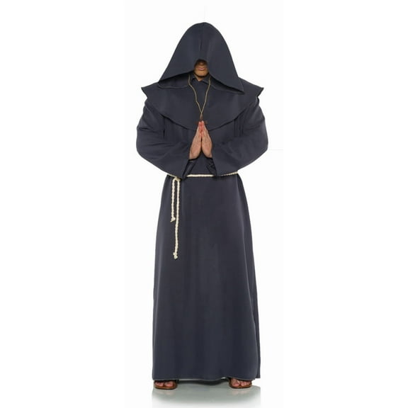 Grey Mens Adult Monk Robe Religious Brother Halloween Costume-XXL