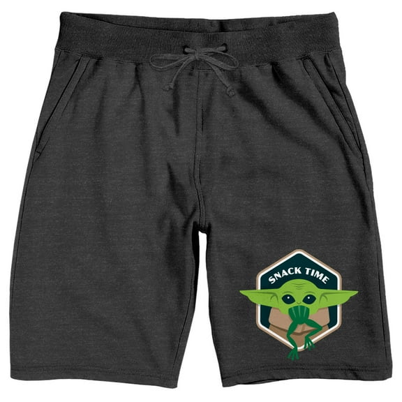 Grey Mens Star Wars Baby Grogu Snack Time Sleep Pajama Shorts-Small