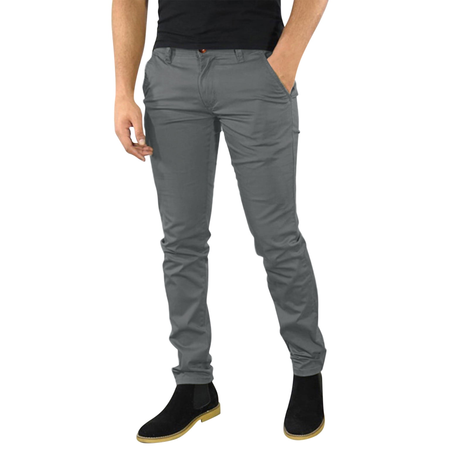 Grey Mens Sweatpants Male Casual Business Solid Slim Pants