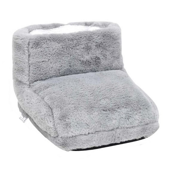Grey Mens And Womens Electric Foot Warmer Plush Thick Heating Socks Winter Usb Rechargeable Heat Pad Ankle Foot Warmers In Grey Color Size 8.26X8.26 Inches