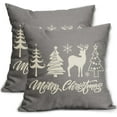 thumbnail image 1 of Grey Merry Christmas Tree Deer Pillow Covers 20x20 Set of 2 Rustic Xmas Snowflakes Print Decorative Outdoor Pillowcases Winter Farmhouse Throw Cushion Case Decor for Couch Sofa Bed, 1 of 1