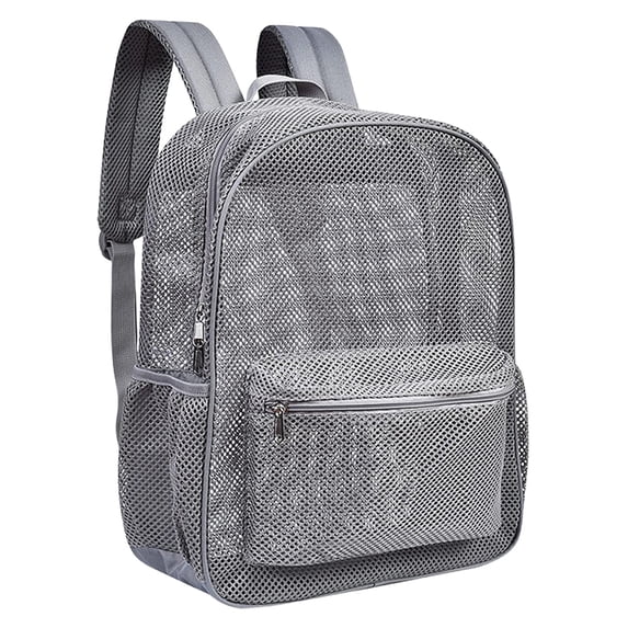 Grey Mesh Backpack, 17X11.8X5.51 inch Breathable Mesh Daypack, Lightweight Travel Storage Backpack, Mesh Bookbag with Zipper, Outdoor Casual Mesh Rucksack, Multi Pocket Commute Backpack