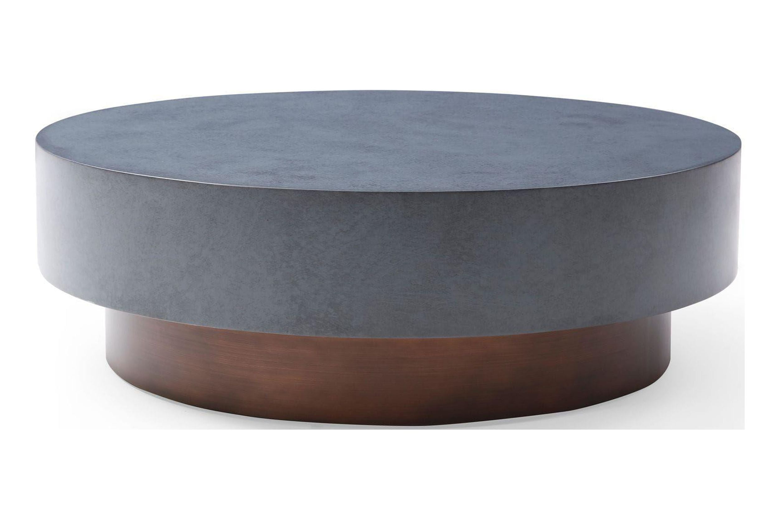Gray and Antique Copper Round Metal Coffee Table