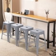 thumbnail image 1 of 24" Metal Bar Stools Set of 4, Counter Height Stackable Backless Stools, Square Seat, Up to 300 lbs Weight Capacity, Indoor Outdoor Use ( Grey ), 1 of 8