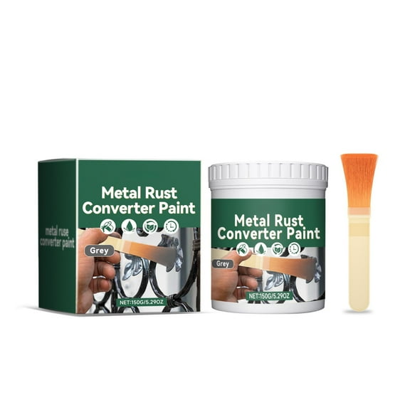 Grey Metal Rust Converter Paint, 150G Gray Primer With Brush, Waterproof & Corrosion-Resistant, For Outdoor Furniture & Tools, Easy Diy Application