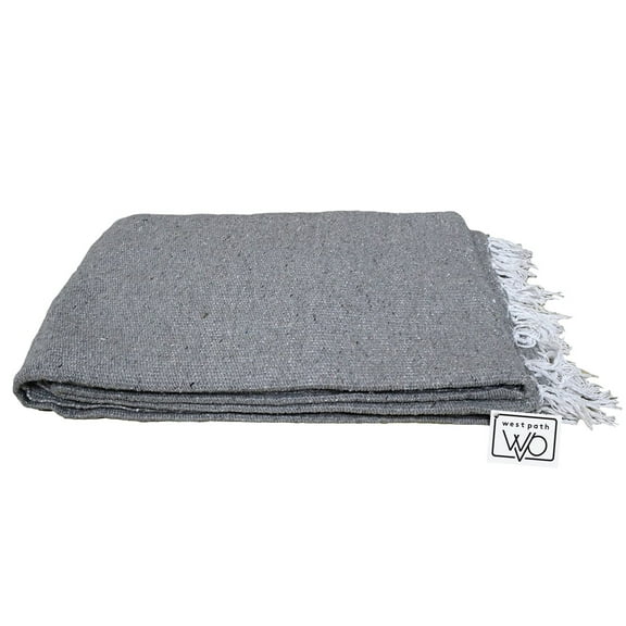 Grey Mexican Blanket Solid Color Yoga Blanket | Gray Throw Blanket for Bed, Couch, Picnic , Travel, & outdoors