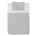 thumbnail image 1 of Grey Microfiber Bedspread Set, Digital Geometric Volumetric Diamond Form with Dashed Effects Web Lines Image Print, Soft Bedding Set with Pillow Shams & Comforter, 3 Sizes, White, by Ambesonne, 1 of 1