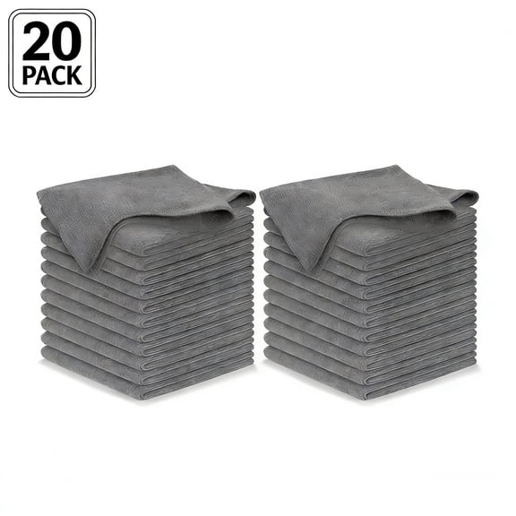 Grey Microfiber Cleaning Cloth,9.8"X9.8" Cleaning Rags for Housekeeping and Kitchen, Reusable Shop Towels, Microfiber Towels for Cars, Lint Free, Scratch-Free, Highly Absorbent