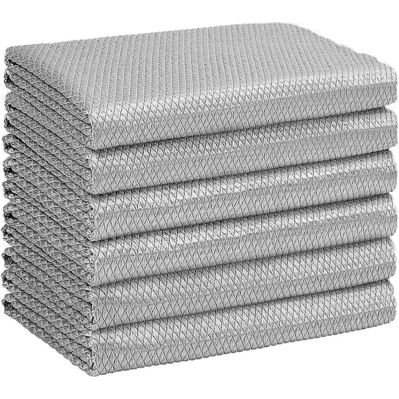 Grey Microfiber Glass Cleaning Cloths-6PK, 16"x14" Lint Free Window Cleaning Cloth, Glasses, Mirrors, Screens, Stainless Steel, Premium Microfiber Wipes for Cleaning, Glass and Window Cleaner