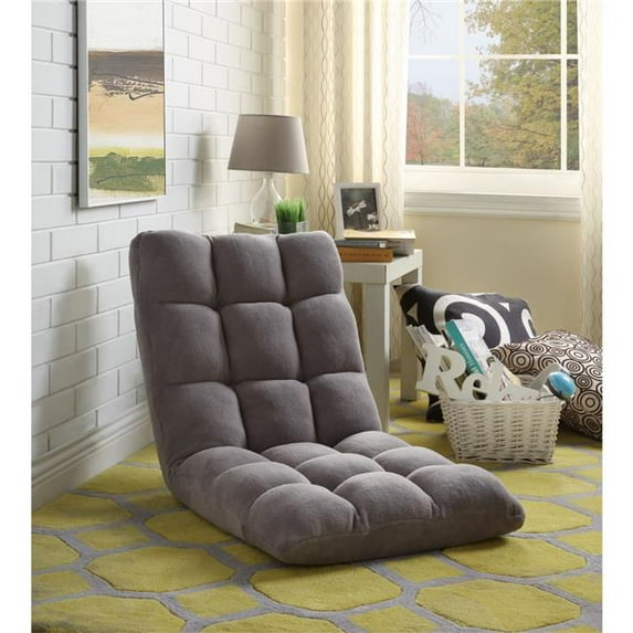 Grey Microplush Recliner Chair - Foam Filling, Steel Tube Frame, Armless