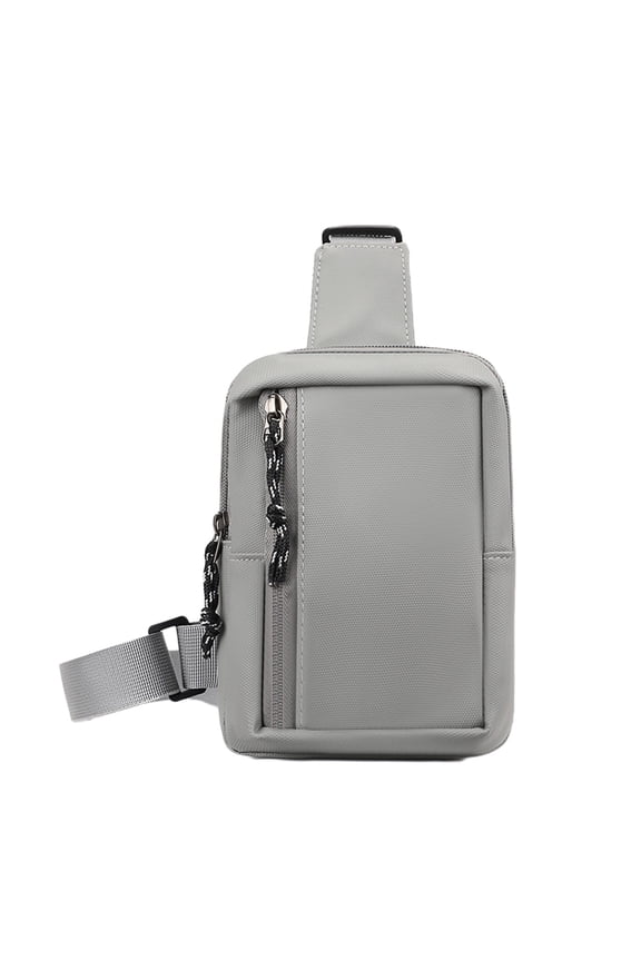 Grey Mini Waterproof Crossbody Sling Bag For Men And Women Small Chest Phone Bag Travel Hiking Outdoor Casual Daypack Adjustable Strap Polyester