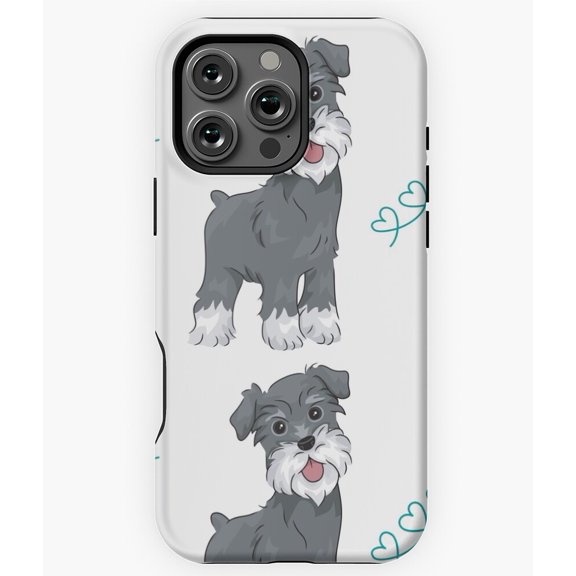 Grey Miniature Schnauzer Dog Pattern Phone Case for iPhone 16 15 14 13 12 11 Pro Max