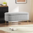 thumbnail image 1 of Grey Modern Fabric Storage Bench Ottoman, 1 of 10