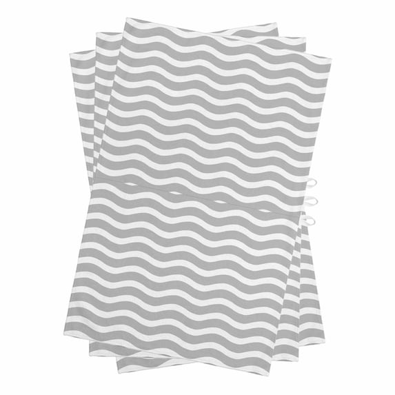 Grey Moire Ombre Kitchen Towels Set of 3, Water Absorbent Dish Towel, Water Ripple Stripe Farmhouse Decorative Hand Towels - Quick Drying Cloth for Cooking Baking, 18x28 Inch