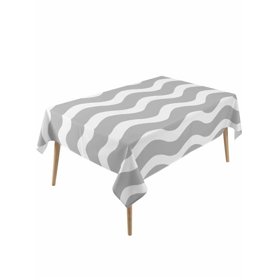 Grey Moire Ombre Table Cloth, Waterproof Tablecloth for Rectangle Tables, Water Ripple Stripe Farmhouse Reusable Washable Fabric Table Cover for Restaurant Kitchen Dining Tables 60"x120"