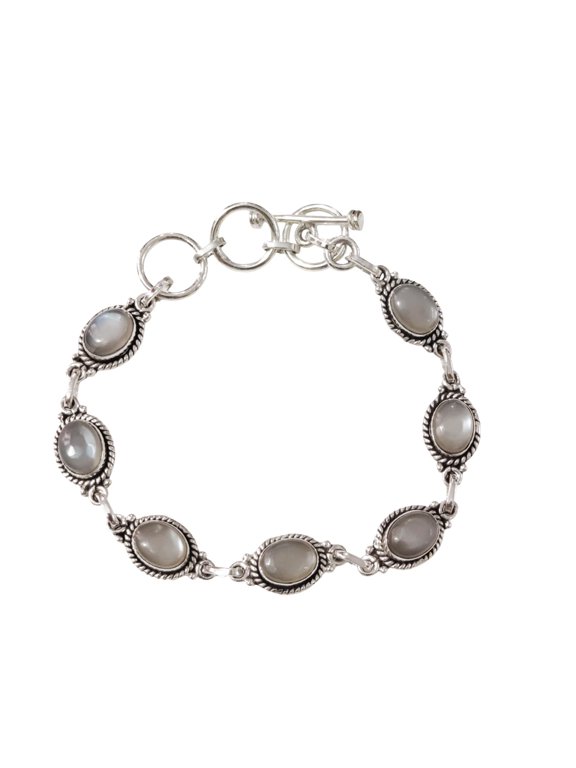 Grey Moonstone Bracelet, Natural Grey Moonstone Bracelet, June Birthstone, Handmade 925 Sterling Silver jewelry, Silver bracelet, Bracelet for anniversary, Christmas Gift, Womens Bracelet