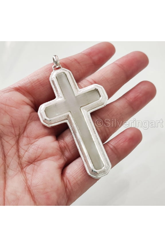 Grey Moonstone Cross Pendant, Natural Moonstone Gyges Cross Pendant, June Birthstone, Heavy Pendant, 925 Sterling Silver, Christmas, Thanksgiving, Mens Pendant, Handmade Jewelry, Unisex Huge Pendant