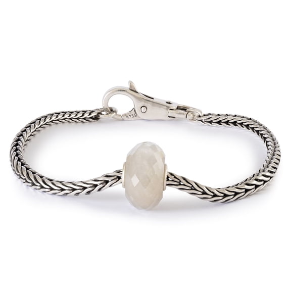 Trollbeads Silver Grey Moonstone Beaded Bracelet, Size 7.9"