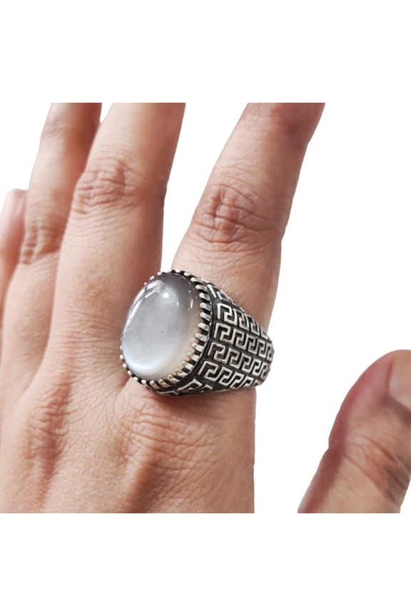 Grey Moonstone Ring, Silver Jewelry, 925 Silver Ring, Anniversary Gift, Natural Grey Moonstone, June Birthstone Ring, Heavy Mens Ring, Spiritual Healing Gemstone, Christmas, Mens Signet Ring