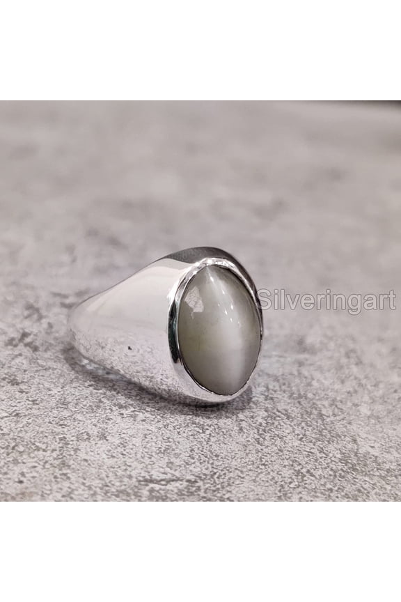 Grey Moonstone Ring, Silver Jewelry, 925 Silver Ring, Anniversary Gift, Natural Grey Moonstone, June Birthstone Ring, Heavy Mens Ring, Spiritual Healing Gemstone, Christmas, Mens Signet Ring