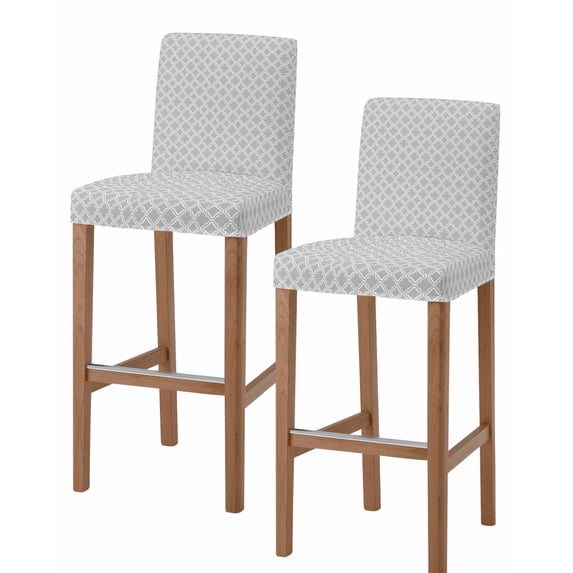 Grey Morocco Bar Stool Covers Set of 2, Modern Abstract Classic Geometric Textured Stretch Washable Bar Chair Covers with Backs, Removable Pub Counter Height Chair Cover for Kitchen Dining Room Cafe