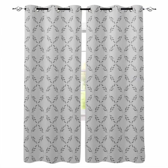 Grey Morocco Blackout Curtains for Bedroom, Thermal Insulated Drapes, Abstract Geometric Leaf Diamond Lattice Black Out Curtains 63 Inch Long Room Darkening Kitchen Curtains 42"x63" 2 Panels