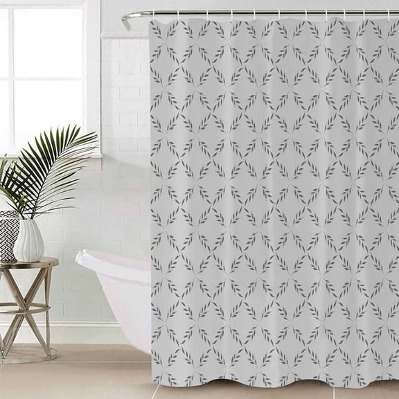 Grey Morocco Shower Curtain Set, Waterproof Shower Curtains for Bathroom, Abstract Geometric Leaf Diamond Lattice Washable Fabric Cloth Bath Curtain for Bathtub Decoration with Hooks 72x78 Inches