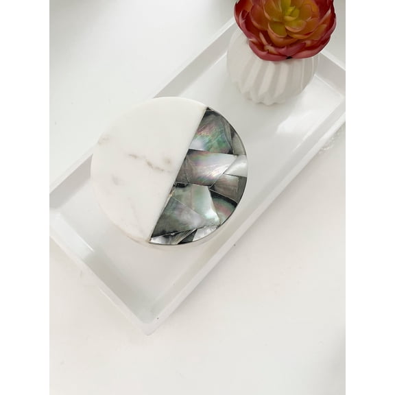 Grey Mother of Pearl Lavender Candle
