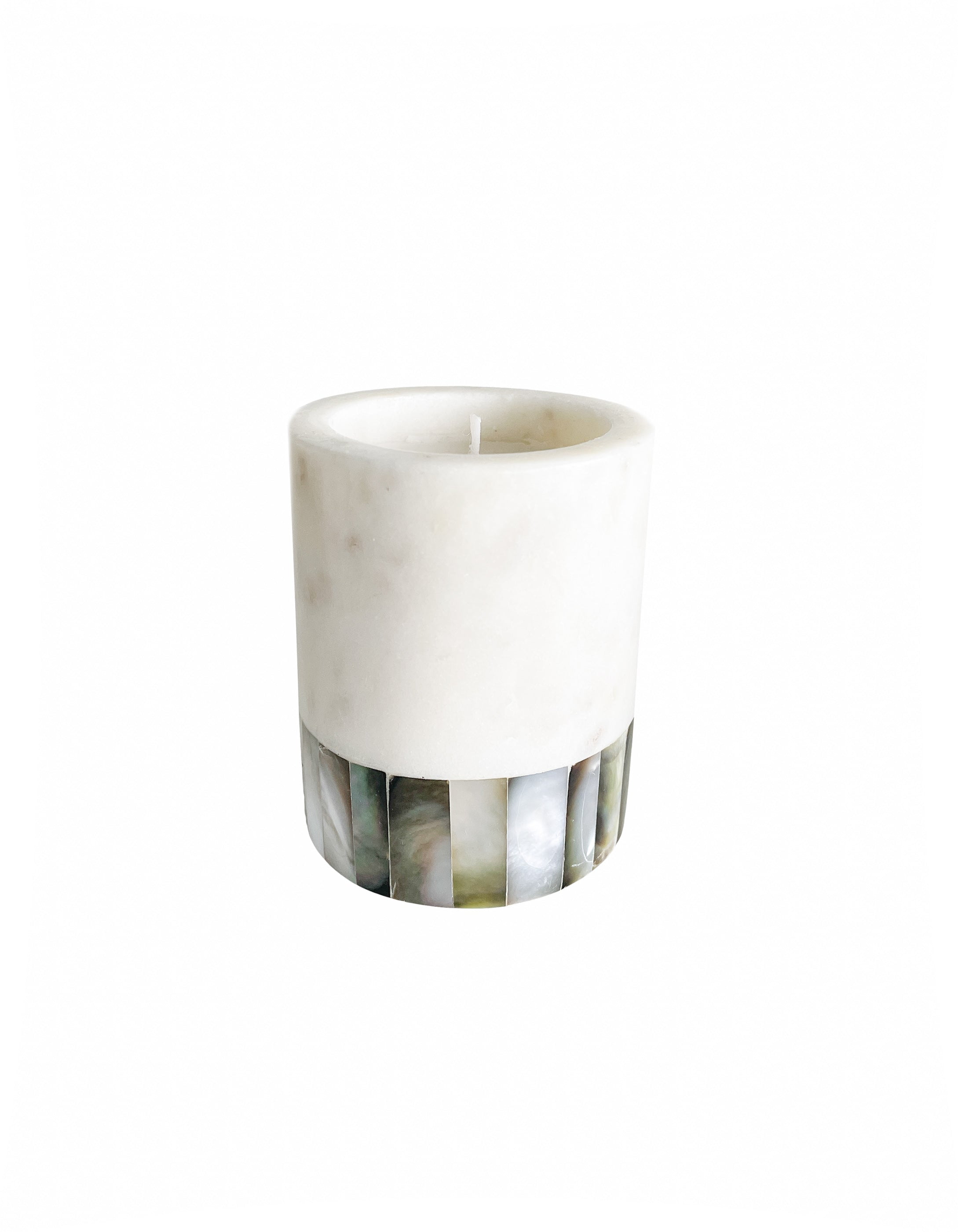 Gray Mother of Pearl Soy Wax Lavender Candle