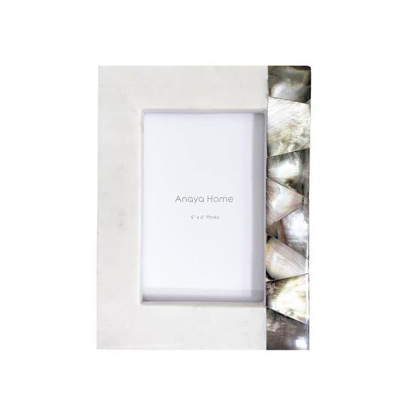 Grey Mother of Pearl Marble Picture Frames 4x6 / White