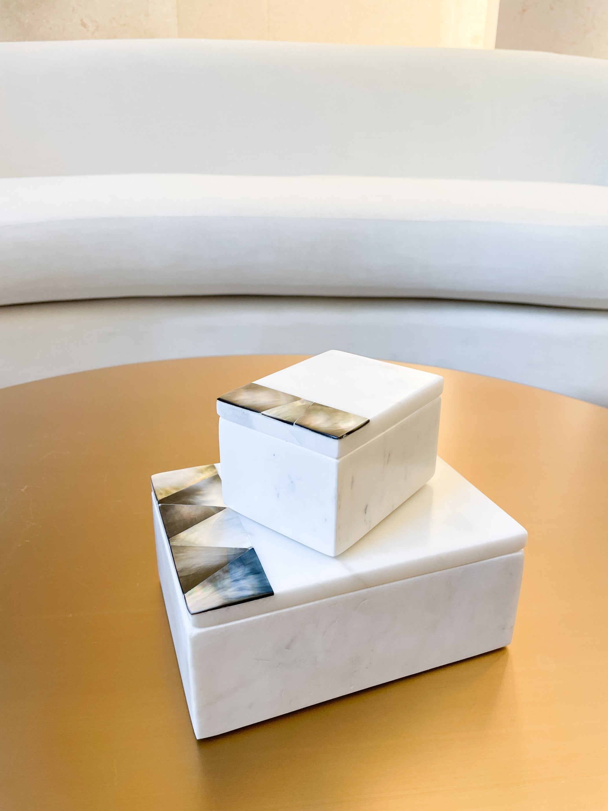 Iridescent Grey Mother of Pearl & White Marble Decor Box